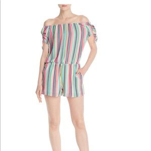 Aqua Striped Off The Shoulder Romper Bloomingdales